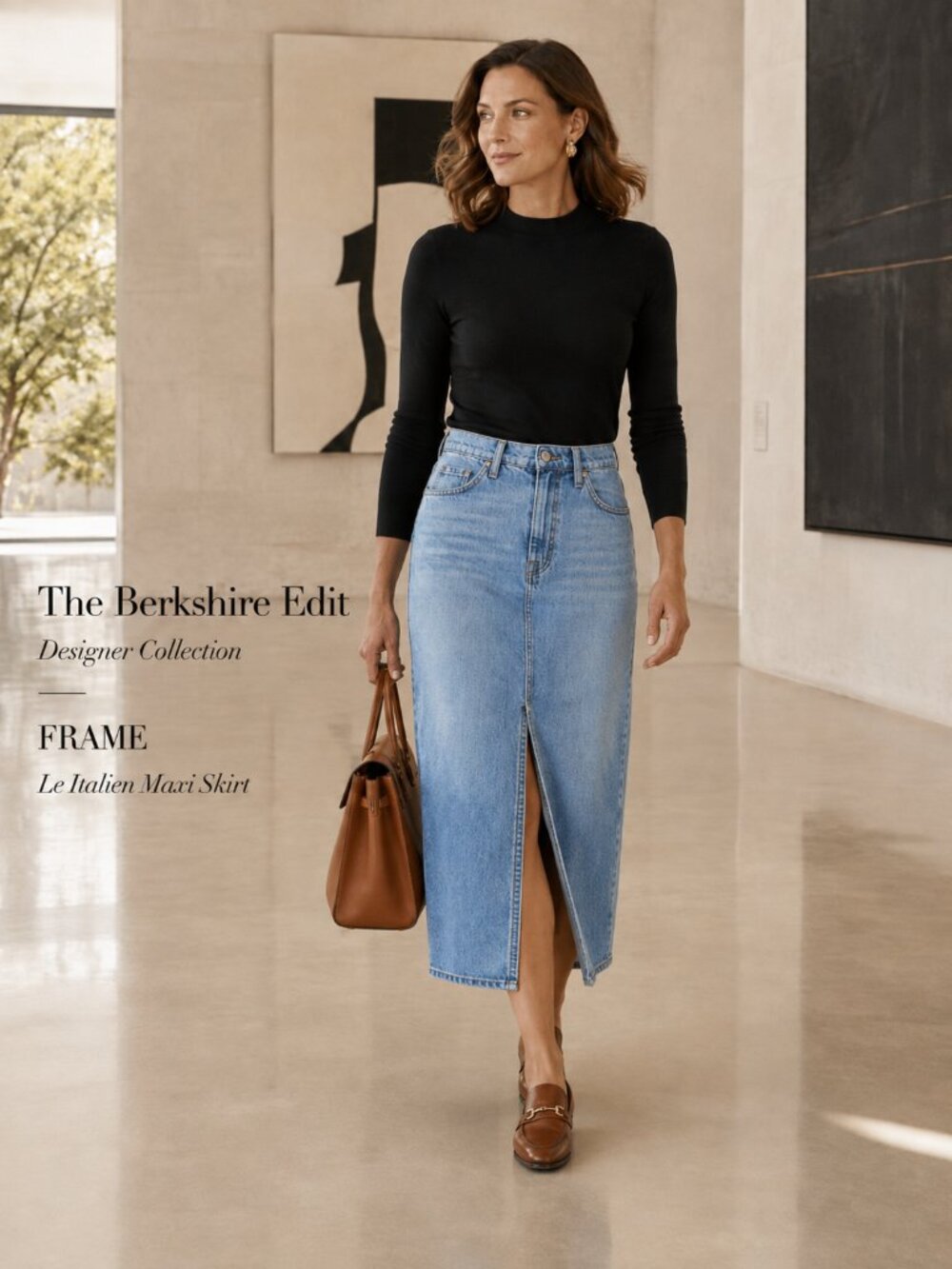 FRAME Le Italien Maxi Denim Skirt 29 Turin Light Wash High Rise Front Slit